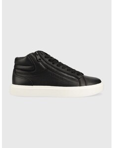 Δερμάτινα αθλητικά παπούτσια Calvin Klein High Top Lace Up W/zip , χρώμα: μαύρο F30