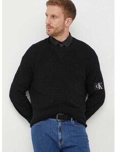 Μάλλινο πουλόβερ Calvin Klein Jeans ανδρικά, χρώμα: μαύρο