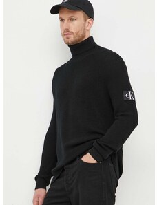 Μάλλινο πουλόβερ Calvin Klein Jeans ανδρικά, χρώμα: μαύρο