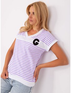 Fashionhunters White and purple striped blouse
