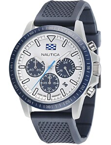 NAUTICA One Eco Chronograph - NAPNOF3S1, Silver case with Blue Rubber Strap