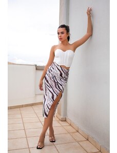 Joy Fashion House Karime μίντι φούστα εμπριμέ με σούρα λευκό