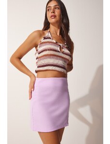 Happiness İstanbul Women's Lilac Slit Mini Skirt