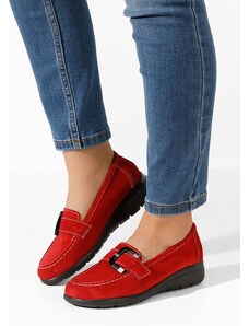 Zapatos Μοκασίνια γυναικεια δερματινα Bernara κοκκινο