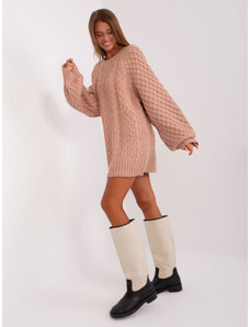 Fashionhunters Dusty pink knitted minidress