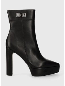Δερμάτινες μπότες Karl Lagerfeld SOIREE PLATFORM γυναικείες, χρώμα: μαύρο, KL31760 F3KL31760