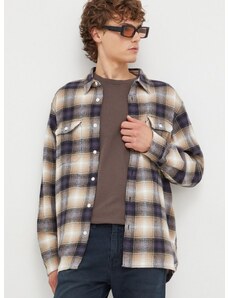 Βαμβακερό πουκάμισο Levi's ανδρικό, χρώμα: μπεζ