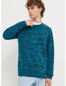 Μάλλινο πουλόβερ Levi's ανδρικά, χρώμα: τιρκουάζ