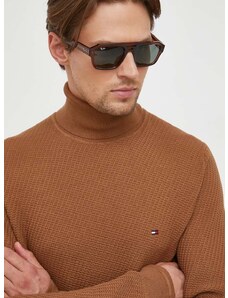 Βαμβακερό πουλόβερ Tommy Hilfiger χρώμα: καφέ