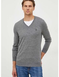 Μάλλινο πουλόβερ Polo Ralph Lauren ανδρικά, χρώμα: γκρι