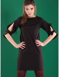 INPRESS Φόρεμα διακοσμημένο με σχισμένα μανίκια μαύρα