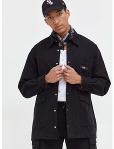 Βαμβακερό πουκάμισο GCDS ανδρικό, χρώμα: μαύρο