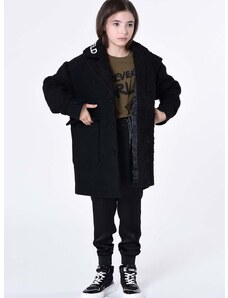 Παιδικό παλτό Karl Lagerfeld χρώμα: μαύρο