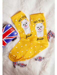 Comfort Κάλτσες γυναικείες με σκυλάκι - Κίτρινο
