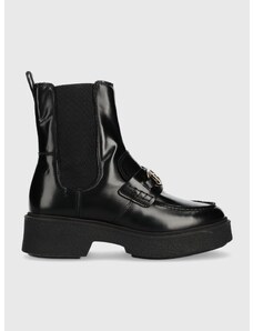 Δερμάτινες μπότες τσέλσι Tommy Hilfiger TH HARDWARE LOAFER BOOT γυναικείες, χρώμα: μαύρο, FW0FW07317 F3FW0FW07317