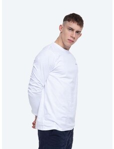 Βαμβακερή μπλούζα με μακριά μανίκια Wood Wood Peter Longsleeve χρώμα: άσπρο