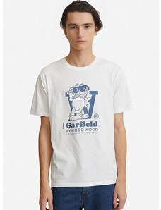 Βαμβακερό μπλουζάκι Wood Wood x Garfield χρώμα άσπρο 30045700.2222