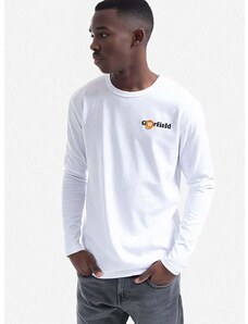 Βαμβακερή μπλούζα με μακριά μανίκια Wood Wood X Garfield χρώμα: άσπρο