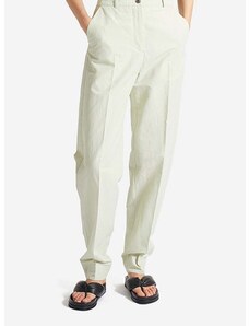 Παντελόνι με λινό μείγμα Wood Wood Courtney Mini Stripe Trousers χρώμα: πράσινο F30