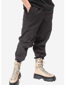 Βαμβακερό παντελόνι Wood Wood Stanley Crispy Check Trousers χρώμα: μαύρο