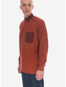 Βαμβακερή μπλούζα με μακριά μανίκια Wood Wood Brodie Rugby χρώμα: καφέ