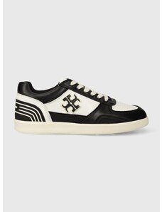 Δερμάτινα αθλητικά παπούτσια Tory Burch CLOVER COURT χρώμα: μαύρο, 152959-001 F3152959-001