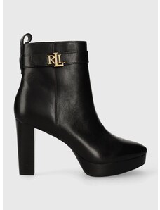 Δερμάτινες μπότες Lauren Ralph Lauren Maisey γυναικείες, χρώμα: μαύρο, 802916352001 F3802916352001
