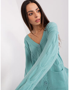 Fashionhunters Women's mint cardigan with cables