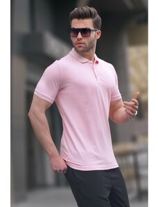 Madmext Pink Men's Regular Fit Polo Neck T-Shirt 6105