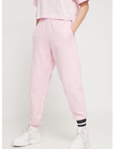 Βαμβακερό παντελόνι HUGO χρώμα: ροζ