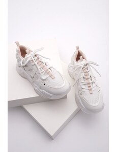 Marjin Γυναικεία Πάνινα Παπούτσια με Υψηλή Διαφανή Σόλα Κορδόνια Αθλητικά Παπούτσια Ojis λευκό.