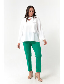 Lafaba Γυναικείο Πράσινο Plus Size Παντελόνι με Ελαστική Μέση