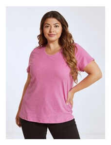 Celestino Βαμβακερό μονόχρωμο t-shirt ροζ για Γυναίκα