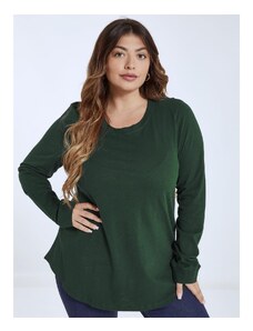 Celestino Βαμβακερή μπλούζα με καμπύλη στο τελείωμα πρασινο σκουρο για Γυναίκα
