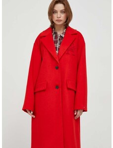 Μάλλινο παλτό Tommy Hilfiger χρώμα: κόκκινο