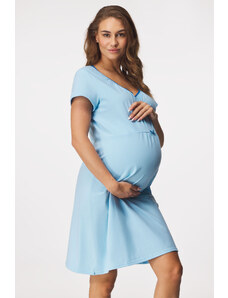 Italian Fashion Βαμβακερό νυχτικό εγκυμοσύνης Dagna κοντό ανοιχτό-μπλε