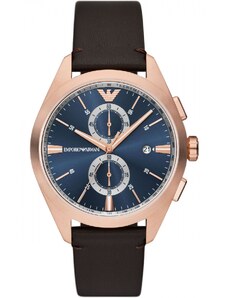 EMPORIO ARMANI Claudio Chronograph - AR11554, Rose Gold case with Brown Leather Strap