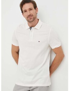 Βαμβακερό μπλουζάκι πόλο Tommy Hilfiger χρώμα: μπεζ