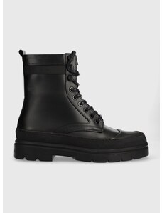 Δερμάτινα παπούτσια Calvin Klein LACE UP BOOT HIGH χρώμα: μαύρο, HM0HM01213 F3HM0HM01213