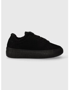 Σουέτ αθλητικά παπούτσια Tommy Jeans TOMMY JEANS NEW CUPSOLE LEAT WL χρώμα: μαύρο, EN0EN02274 F3EN0EN02274