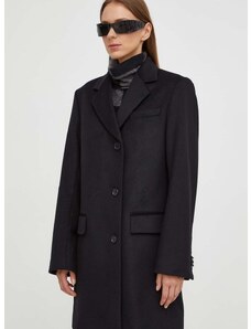 Μάλλινο παλτό Tiger Of Sweden χρώμα: μαύρο