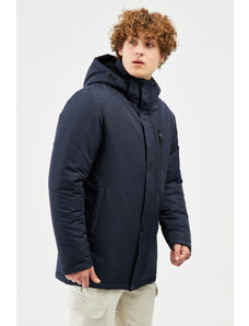 River Club Men's Navy Blue Detachable Hooded Water and Windproof Winter Coat & Coat & Parka