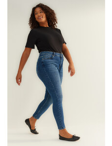 Trendyol Curve Navy Blue Ψηλόμεσο Πρόσθετα χαρακτηριστικά Μη διαθέσιμο Skinny Plus Size Jeans