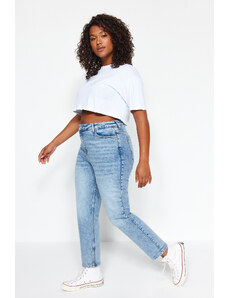 Trendyol Curve Blue High Waist Πρόσθετα χαρακτηριστικά Μη διαθέσιμο Mom Plus Size Jeans