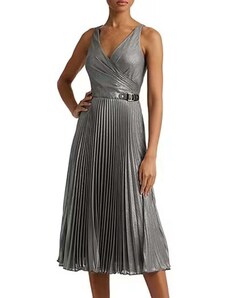 RALPH LAUREN Φορεμα Foiled Mtl Chiffon-Cocktail W/ Trim 253919399001 modern slate/silver foil