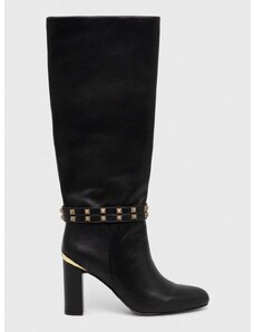 Δερμάτινες μπότες Just Cavalli γυναικείες, χρώμα: μαύρο, 75RA3S61 ZP274 899 F375RA3S61 ZP274 899