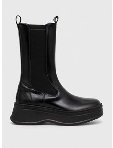Δερμάτινες μπότες τσέλσι Calvin Klein PITCHED CHELSEA BOOT γυναικείες, χρώμα: μαύρο, HW0HW01686 F3HW0HW01686