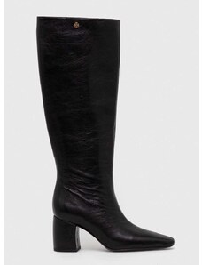 Δερμάτινες μπότες Tory Burch BANANA TALL BOOT γυναικείες, χρώμα: μαύρο, 154529-006 F3154529-006