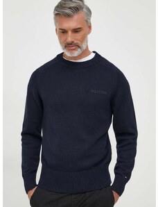 Βαμβακερό πουλόβερ Tommy Hilfiger χρώμα: ναυτικό μπλε