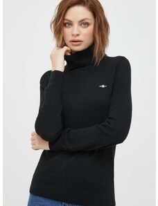 Μάλλινο πουλόβερ Gant χρώμα: μαύρο
